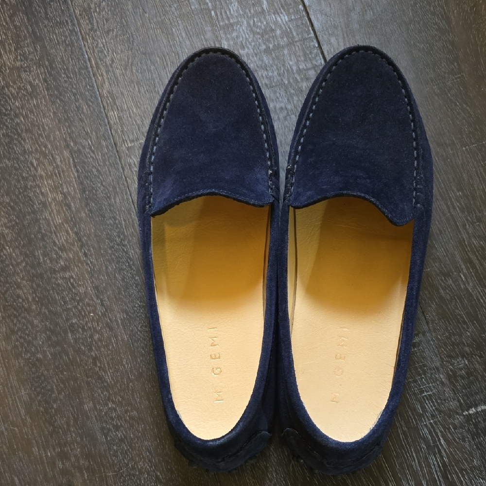 Womens Navy Suede Loafers